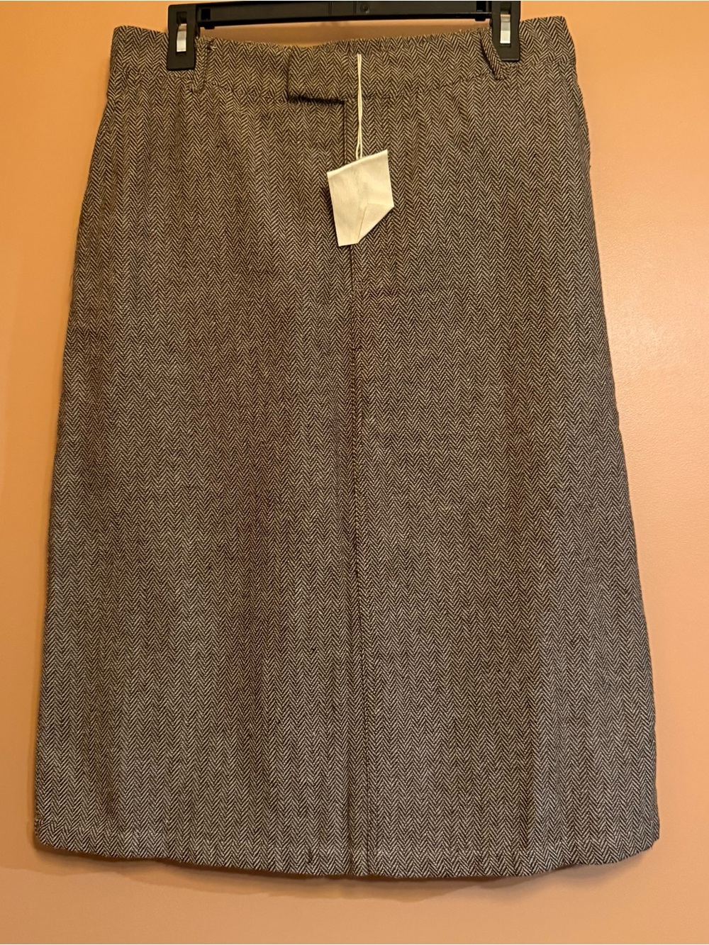 Tea N Rose Women’s M Gray Brown Herringbone Midi A-Line Career Skirt NWT